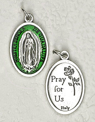 25-Pack - 3/4 inch Green Enamel Lady of Guadalupe Pendant