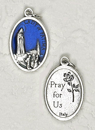 25-Pack - 3/4 inch Blue Enamel Our Lady of Fatima Pendant