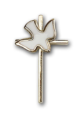 14K Gold Cross and Holy Spirit Pendant