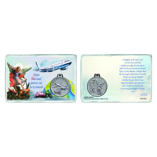 Saint Michael Laminated Prayer Card with Medal