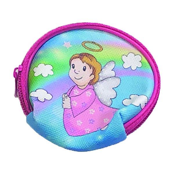Girls Angel Vinyl Rosary Set - Pouch with Pink Imitation Pearl Rosary
