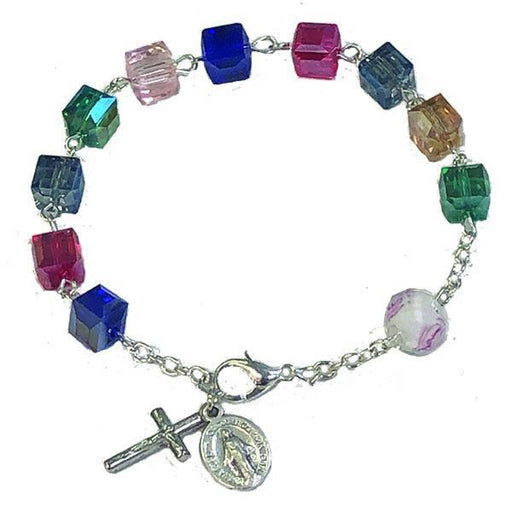 Multicolor cube shaped Bracelet with Lobster Claw Clasp