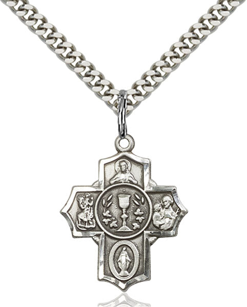 Sterling Silver Millennium Crucifix Necklace Set