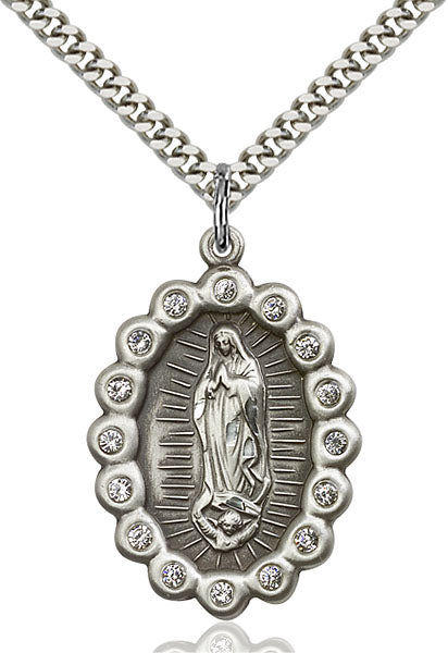 Sterling Silver Our Lady of Guadalupe Necklace Set