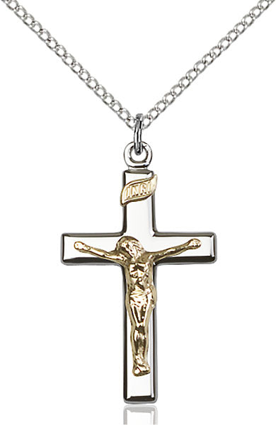 Two-Tone GF/SS Crucifix Necklace Set