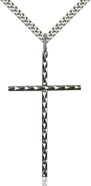Sterling Silver Knurled Cross Necklace Set