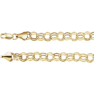 14K Yellow Gold Double Link Charm Bracelet