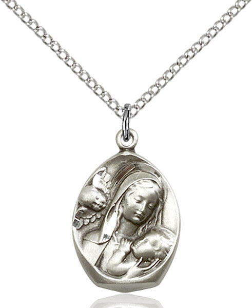 Sterling Silver Madonna and Child Necklace Set