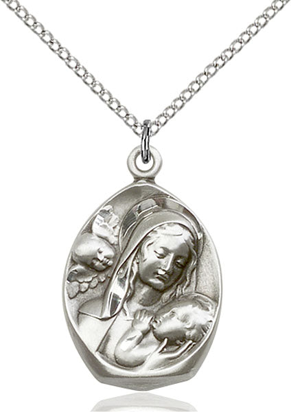 Sterling Silver Madonna and Child Necklace Set