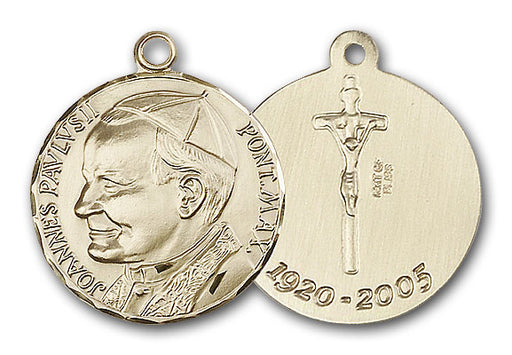 14K Gold Pope John Paul II Pendant - Engravable