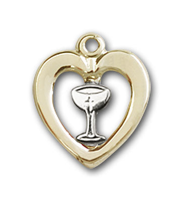 Two-Tone Sterling Silver and Gold-Filled Heart and Chalice Necklace Set