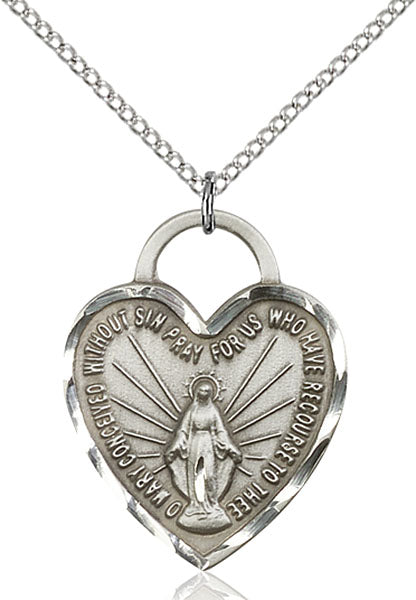 Sterling Silver Miraculous Heart Necklace Set