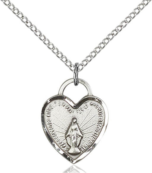 Sterling Silver Miraculous Heart Necklace Set