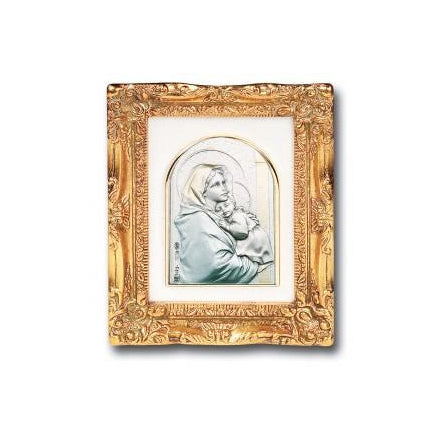 Antique Gold leaf Resin Frame with Sterling Silver Madonna of the Street Image