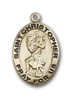 Oval Gold-Filled Saint Christopher Necklace Set - Engrave it!