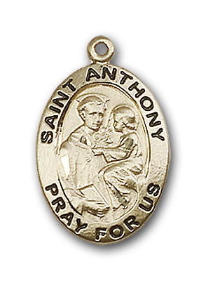 14K Gold Saint Anthony of Padua Pendant - Engravable