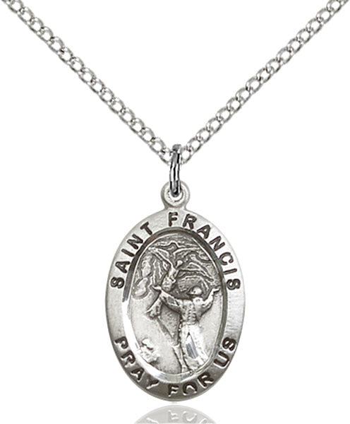 Sterling Silver Saint Francis of Assisi Necklace Set