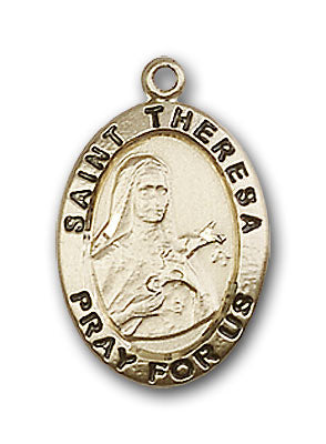 14K Gold Saint Theresa Pendant - Engravable