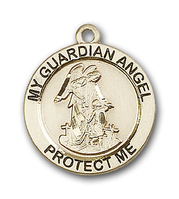 14K Gold Guardian Angel, Angel Jewelry Pendant - Engravable