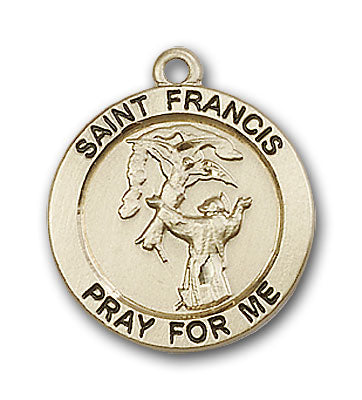 14K Gold Saint Francis Pendant - Engravable