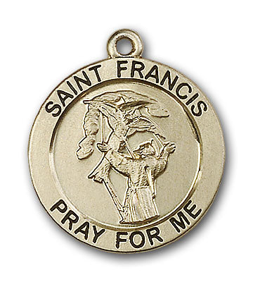 14K Gold Saint Francis Pendant - Engravable