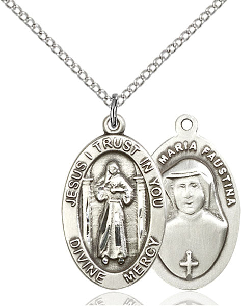 Sterling Silver Divine Mercy Necklace Set