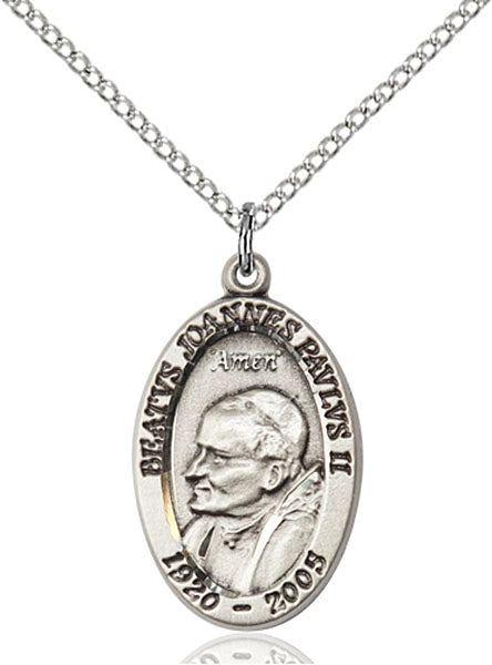 Sterling Silver Pope John Paul II Necklace Set