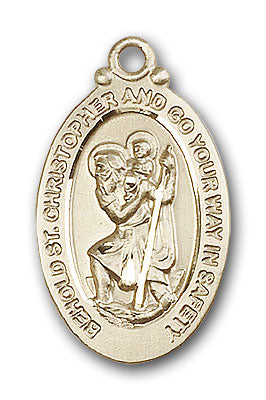 14K Gold Saint Christopher Pendant - Engravable