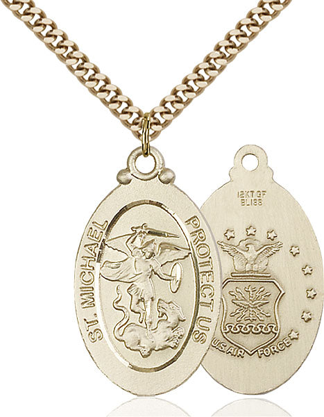 Gold-Filled Saint Michael and Air Force Necklace Set