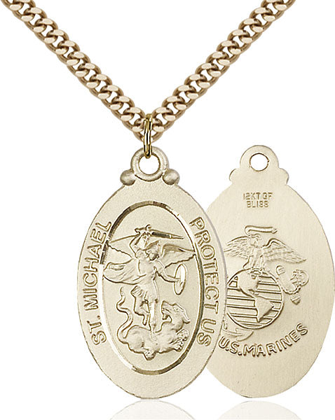 Gold-Filled Saint Michael and Marines Necklace Set