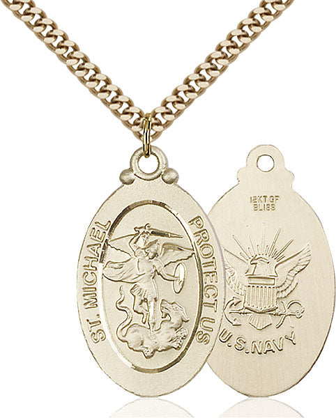 Gold-Filled Saint Michael and Navy Necklace Set