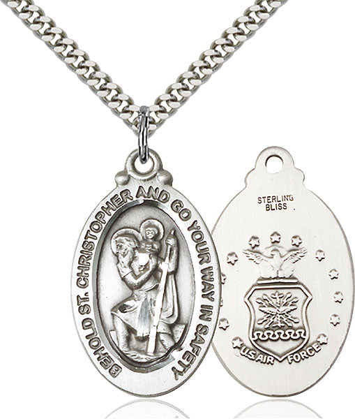 Sterling Silver Saint Christopher Necklace Set