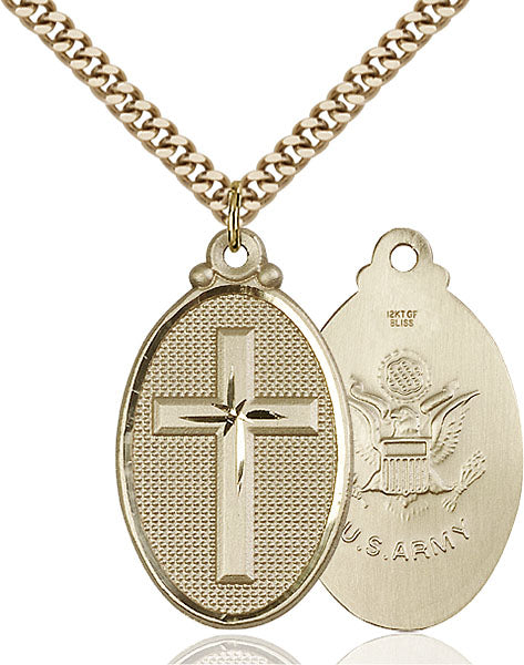 Gold-Filled Cross and Army Necklace Set