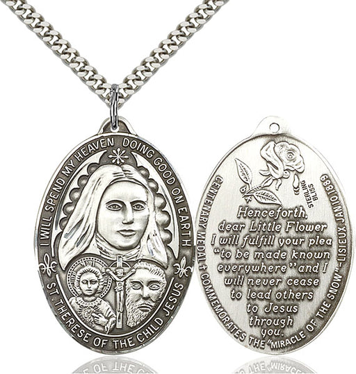 Sterling Silver Saint Therese Necklace Set