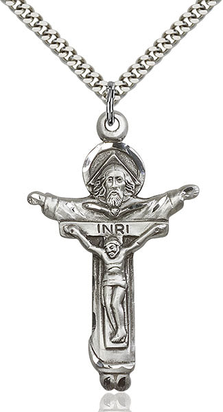 Sterling Silver Trinity Crucifix Necklace Set