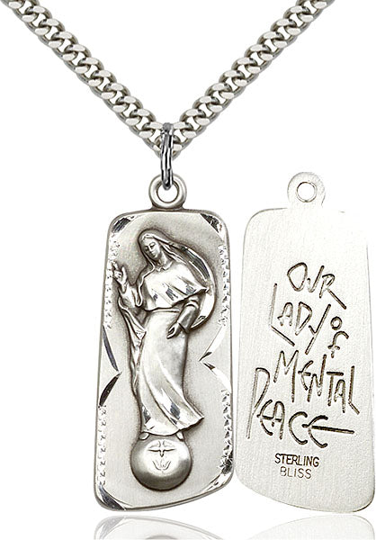 Sterling Silver Our Lady of Mental Peace Necklace Set