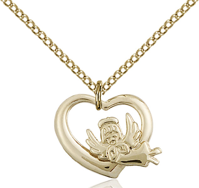 Gold-Filled Heart and Guardian Angel, Angel Jewelry Necklace Set
