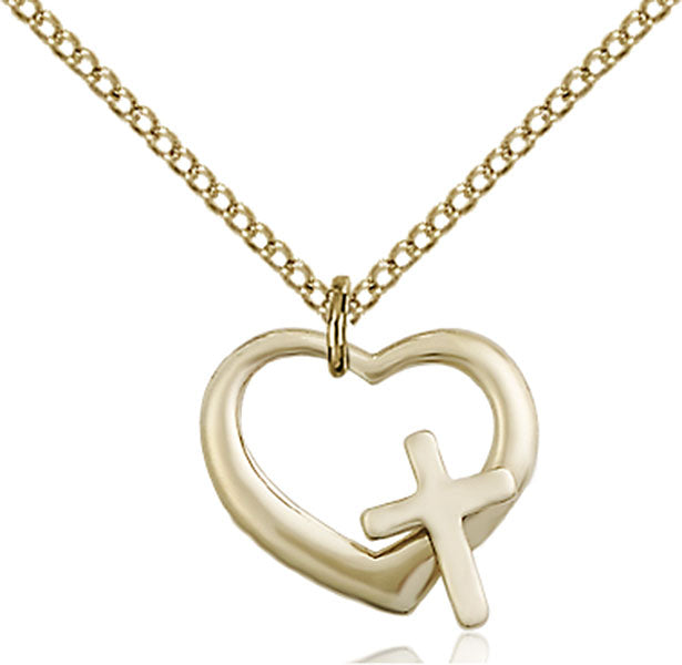 Gold-Filled Heart and Cross Necklace Set