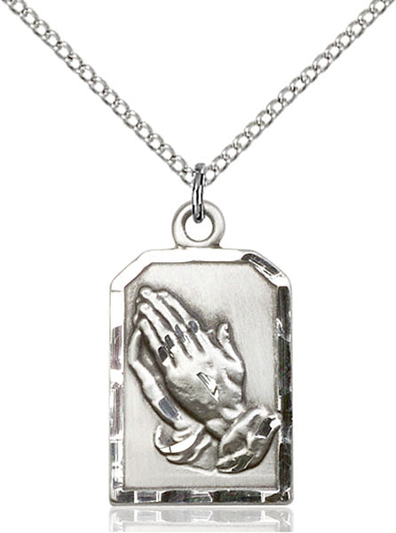 Sterling Silver Praying Hands Necklace Set