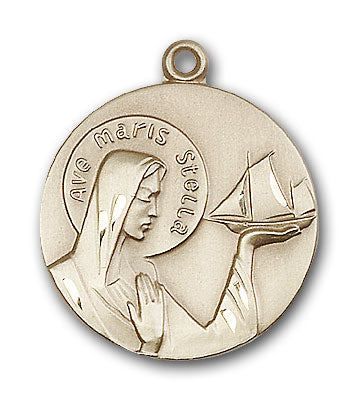 14K Gold Our Lady Star of the Sea Pendant - Engravable