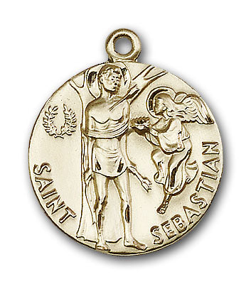 14K Gold Saint Sebastian Pendant - Engravable