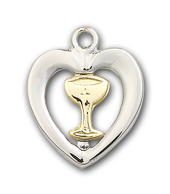 Two-Tone GF/SS Chalice and Heart Necklace Set