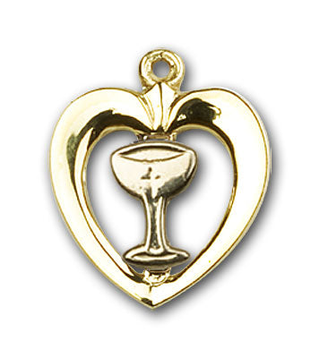 14K Gold Chalice and Heart Pendant