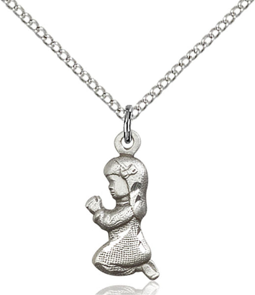 Sterling Silver Praying Girl Necklace Set