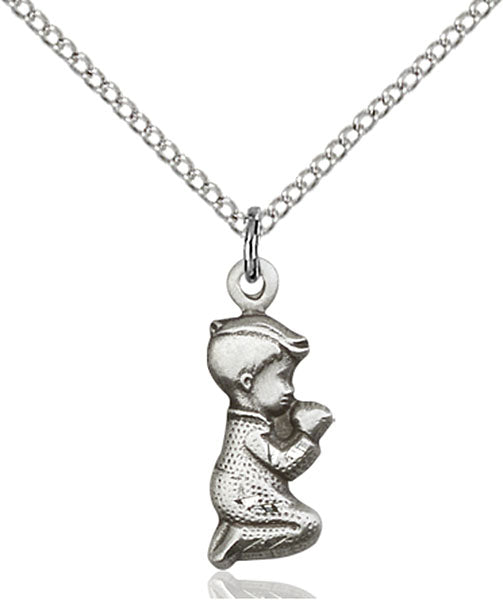 Sterling Silver Praying Boy Necklace Set