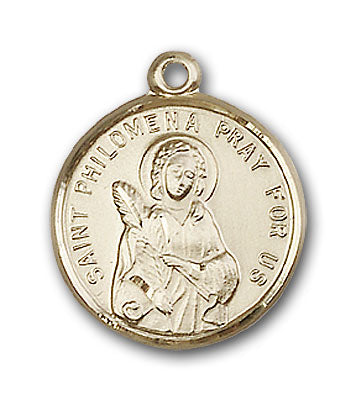 14K Gold Saint Philomena Pendant - Engravable