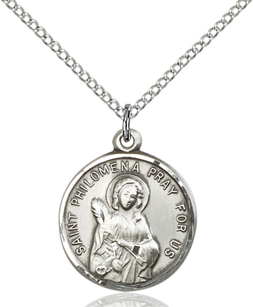 Sterling Silver Saint Philomena Necklace Set