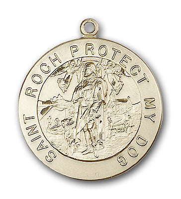 14K Gold Saint Roch Pendant - Engravable