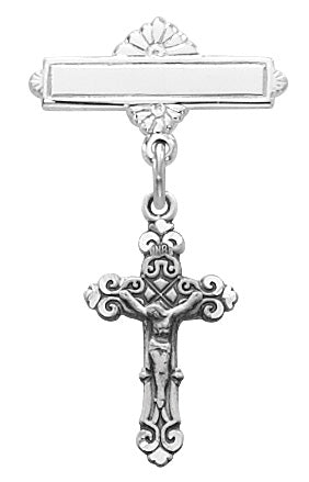 Sterling Silver Crucifix Baby Pin