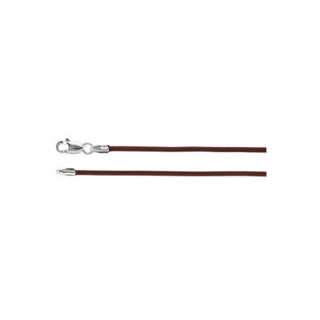 16-inch Brown Leather Cord with Lobster Clasp - Sterling Silver